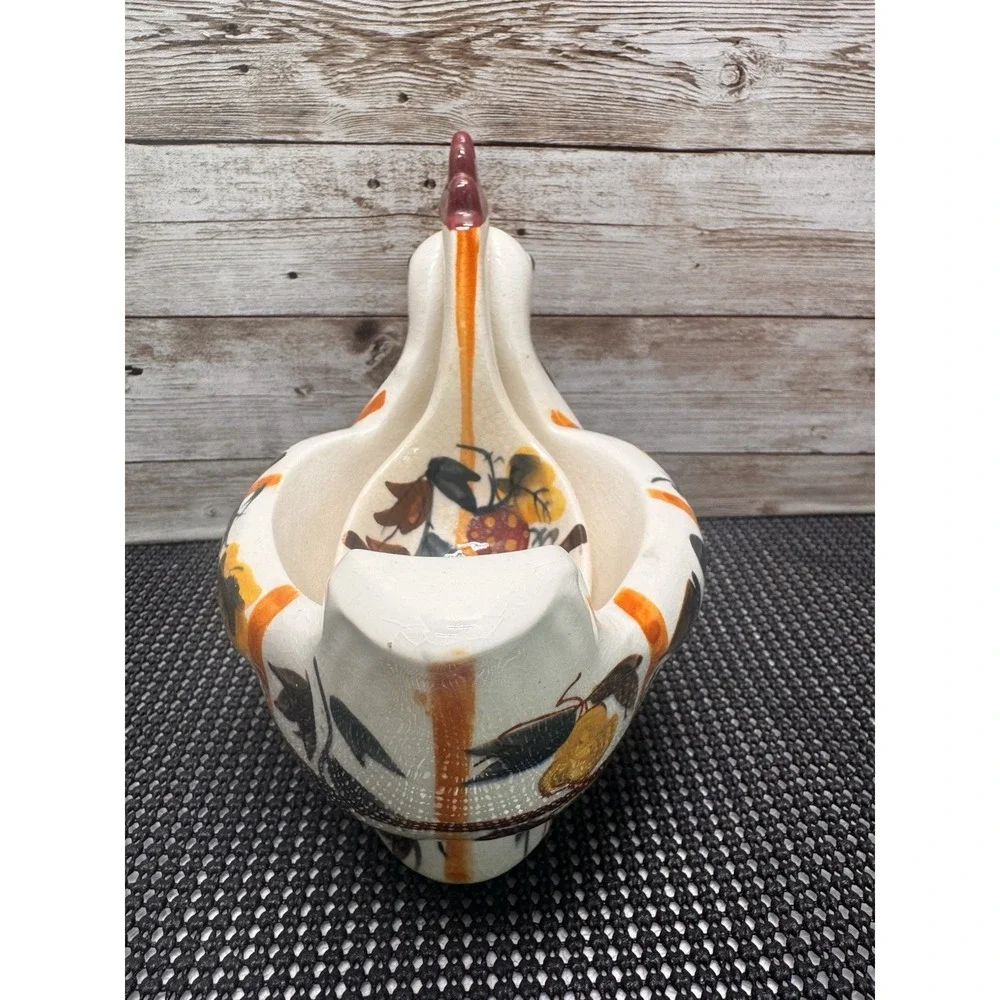 Nasco 1950s Hand Painted Ceramic Rooster Chicken Gravy Boat Ladle Vintage Japan
